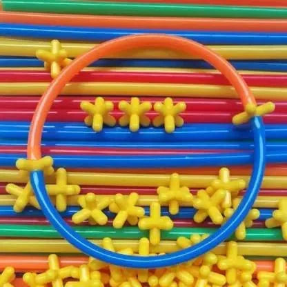 DIY Colorful Flexible Straw Pipe Building blocks (110 Pieces)