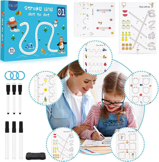 Magic Trace Reusable Dot-to-Dot & Stroke Line Workbook