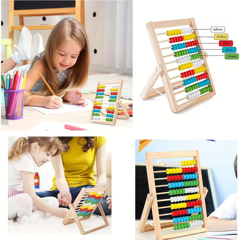 Classic Wooden 10-Row Calculation Abacus Toy for Kids