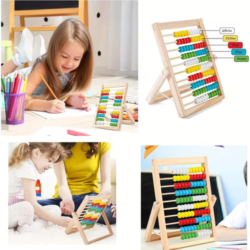 Classic Wooden 10-Row Calculation Abacus Toy for Kids
