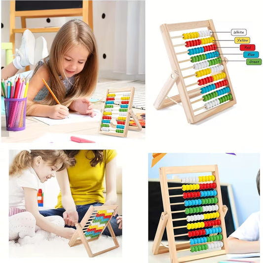 Classic Wooden 10-Row Calculation Abacus Toy for Kids