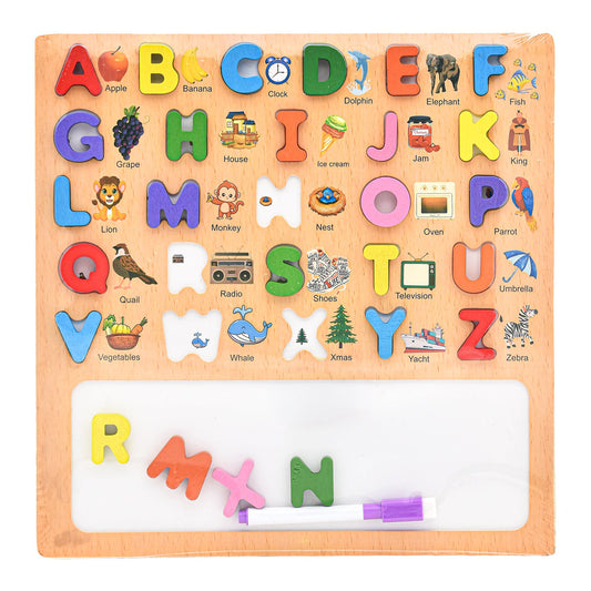 Wooden Alphabet Puzzle & Whiteboard Writing Tablet