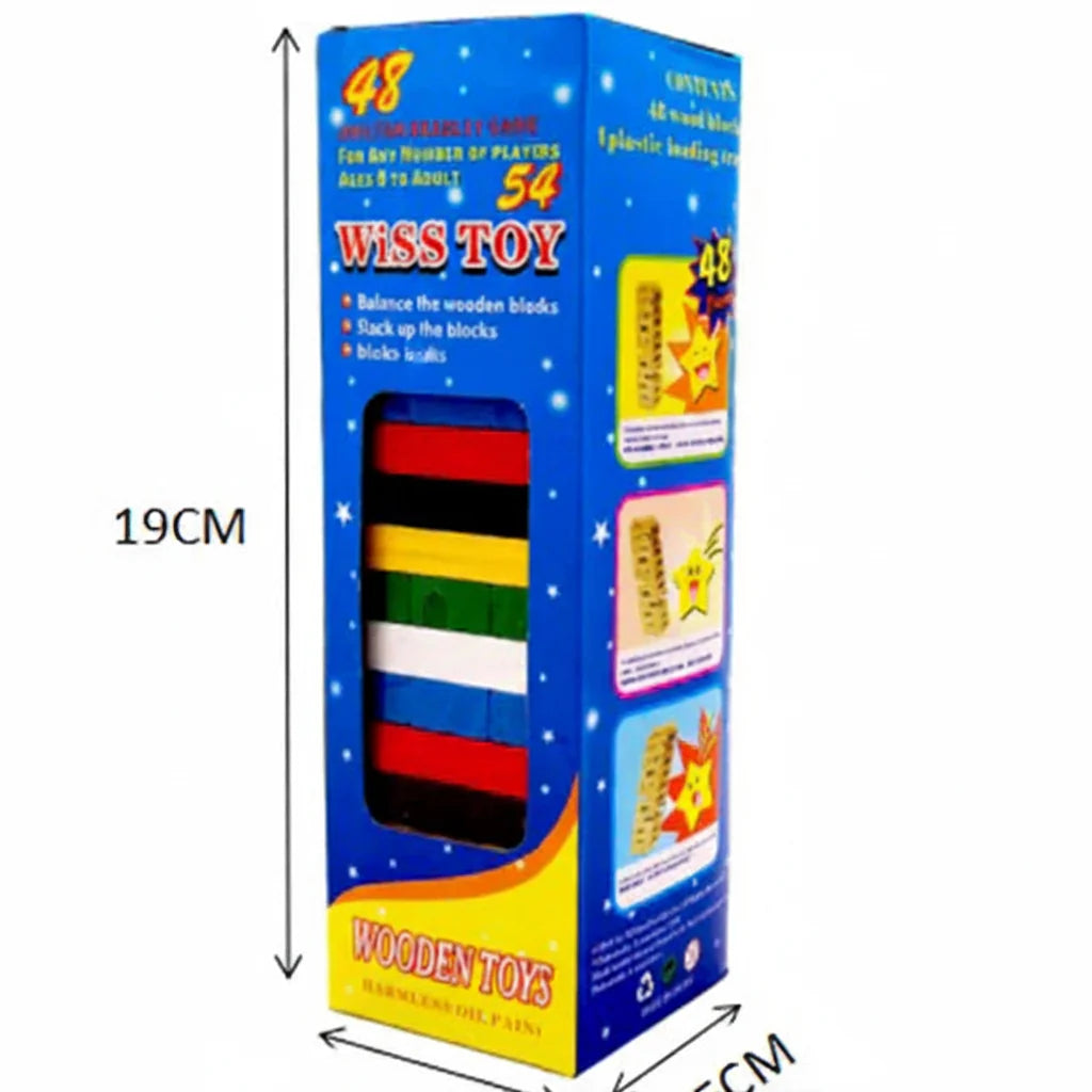 Classic 54-Piece Wooden Stacking Tower Block Game for Kids & Family