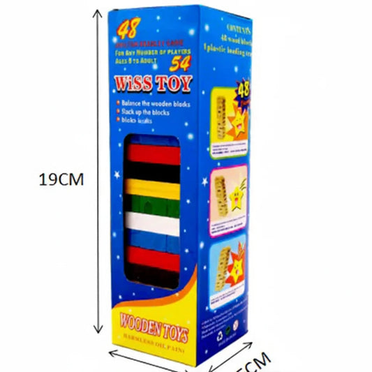 Classic 54-Piece Wooden Stacking Tower Block Game for Kids & Family