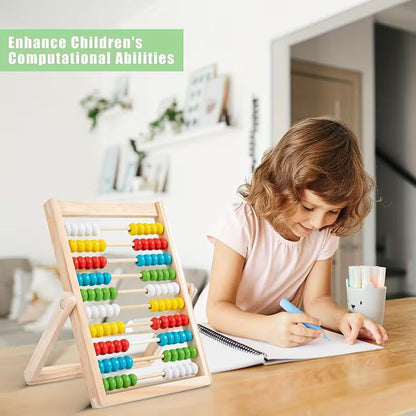 Classic Wooden 10-Row Calculation Abacus Toy for Kids