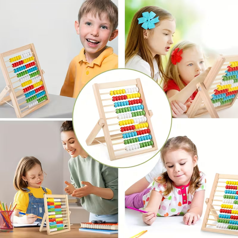 Classic Wooden 10-Row Calculation Abacus Toy for Kids