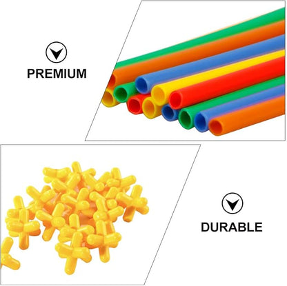 DIY Colorful Flexible Straw Pipe Building blocks (110 Pieces)
