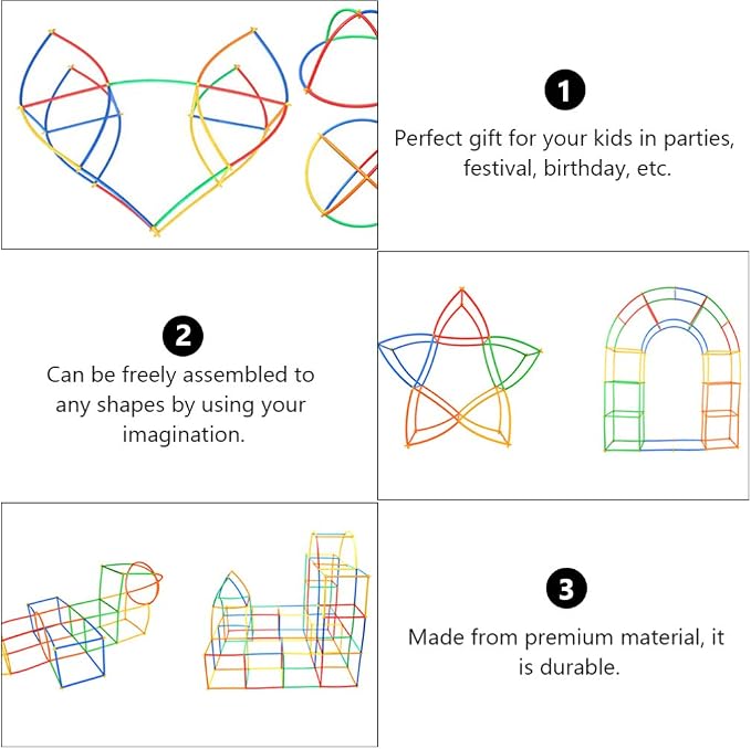 DIY Colorful Flexible Straw Pipe Building blocks (110 Pieces)