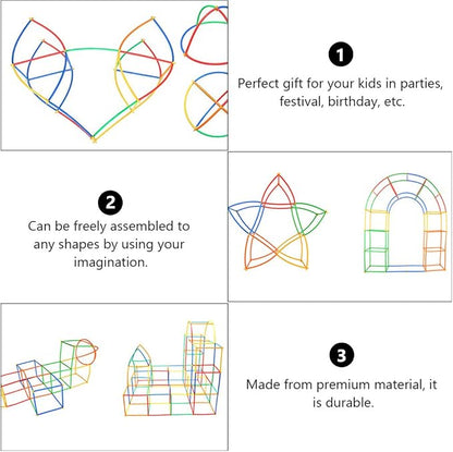 DIY Colorful Flexible Straw Pipe Building blocks (110 Pieces)