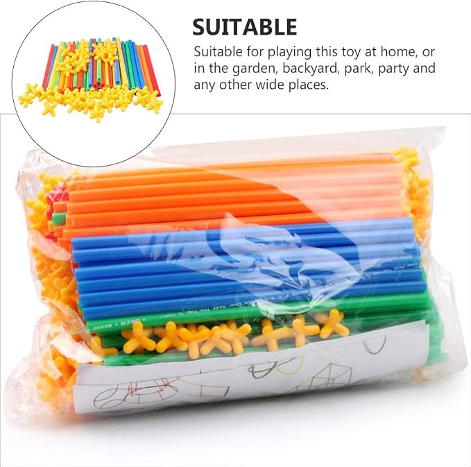 DIY Colorful Flexible Straw Pipe Building blocks (110 Pieces)
