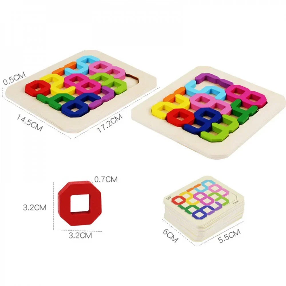 Numerals Blocks Face-to-Face Game - Wooden Math Puzzle for Kids