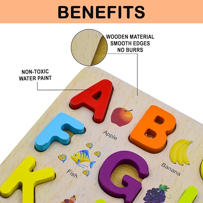Wooden Alphabet Puzzle & Whiteboard Writing Tablet