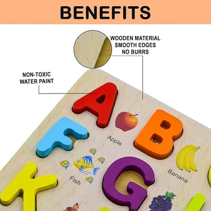 Wooden Alphabet Puzzle & Whiteboard Writing Tablet