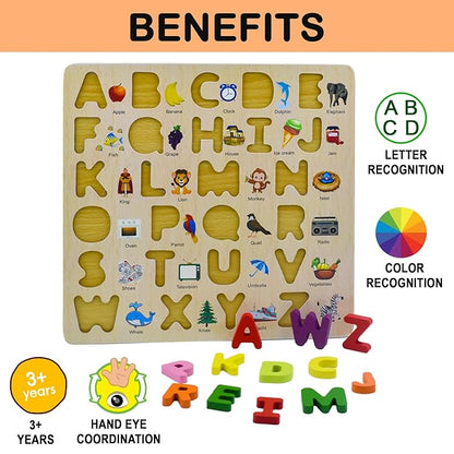 Wooden Alphabet Puzzle & Whiteboard Writing Tablet