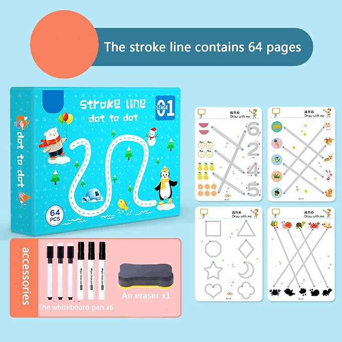 Magic Trace Reusable Dot-to-Dot & Stroke Line Workbook