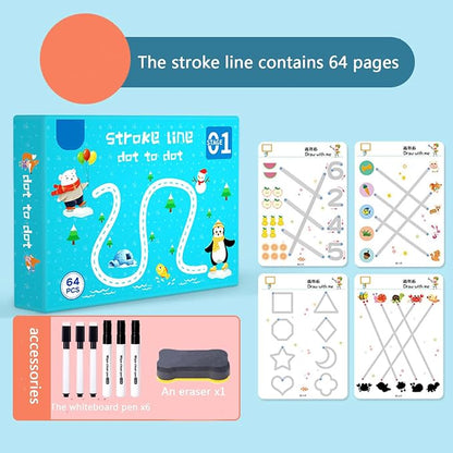 Magic Trace Reusable Dot-to-Dot & Stroke Line Workbook