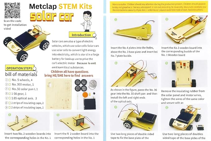 DIY Wooden Solar Powered Car STEM Science Experiment Kit