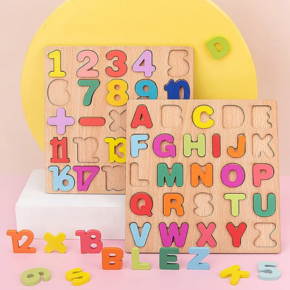 (Set of 4) Wooden Early Learning Puzzle Boards - English, Urdu, Math & Shapes