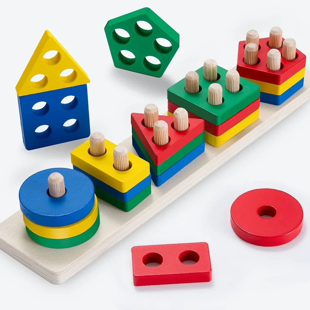 Wooden Geometric Sorter Shape & Color Matching Toy