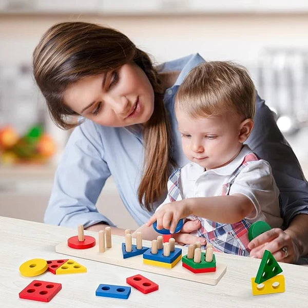 Wooden Geometric Sorter Shape & Color Matching Toy