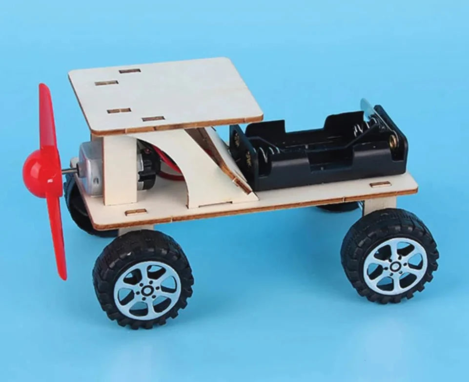 DIY Wooden Wind Off-Road Vehicle Motorized STEM Science Kit