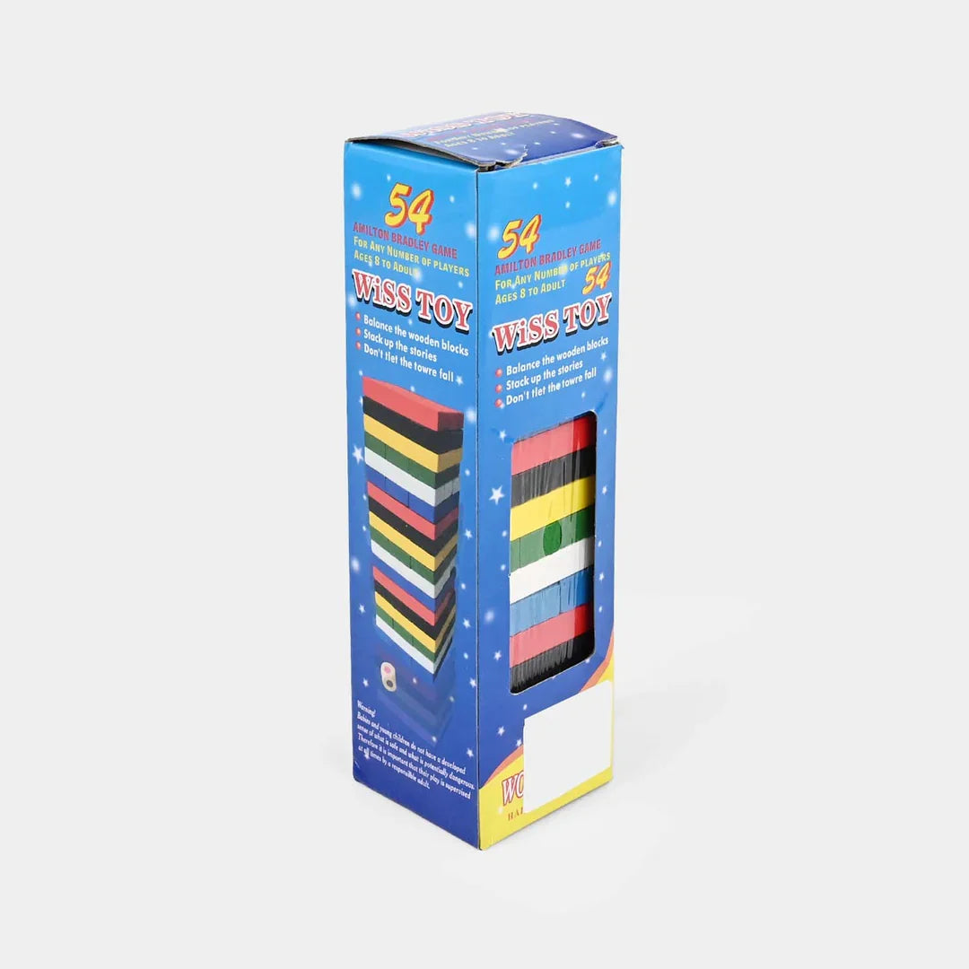 Classic 54-Piece Wooden Stacking Tower Block Game for Kids & Family