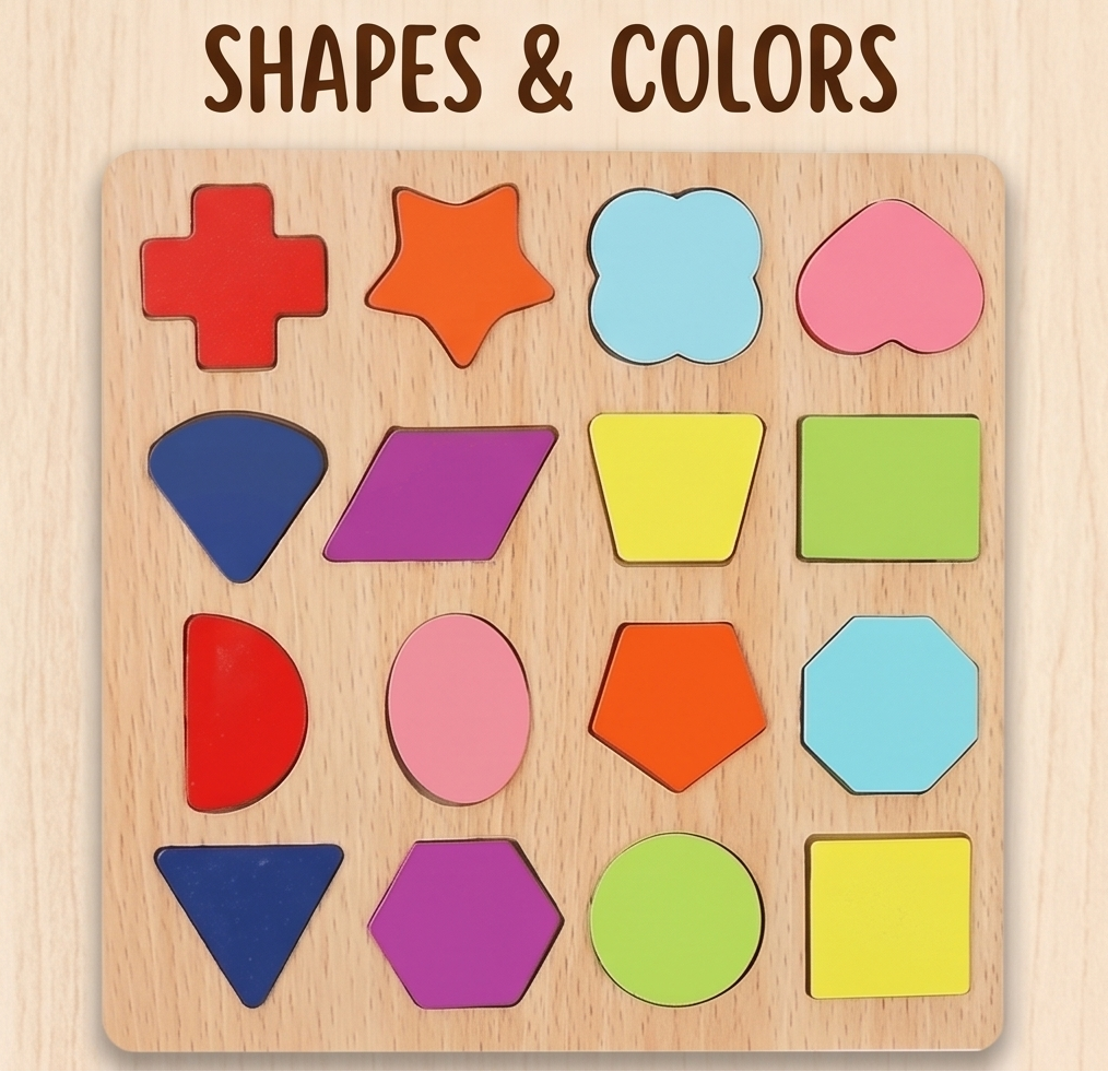 Wooden Early SHAPES Learning Puzzle Boards
