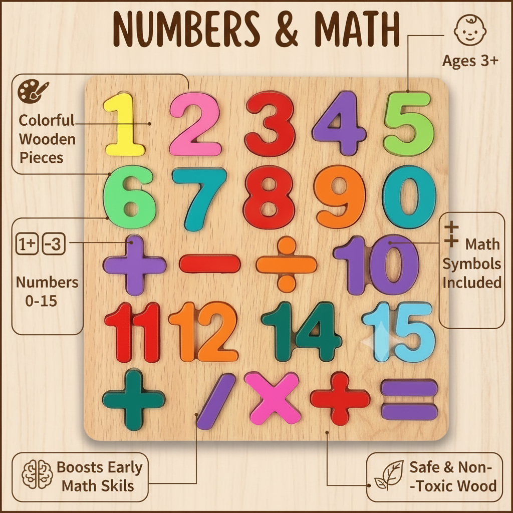 Wooden Early MATHS Learning Puzzle Boards
