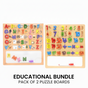 (Set of 2) Wooden Alphabetic & Numerical Learning Educational Board