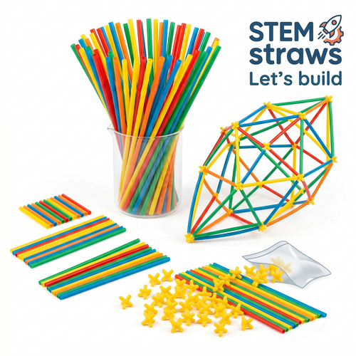 DIY Colorful Flexible Straw Pipe Building blocks (110 Pieces)
