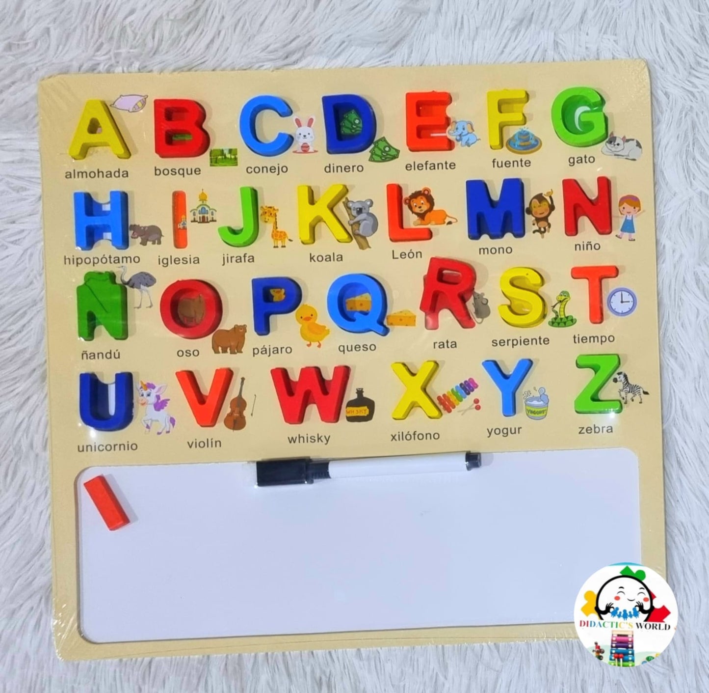 Wooden Alphabet Puzzle & Whiteboard Writing Tablet