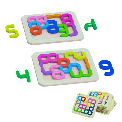 Numerals Blocks Face-to-Face Game - Wooden Math Puzzle for Kids