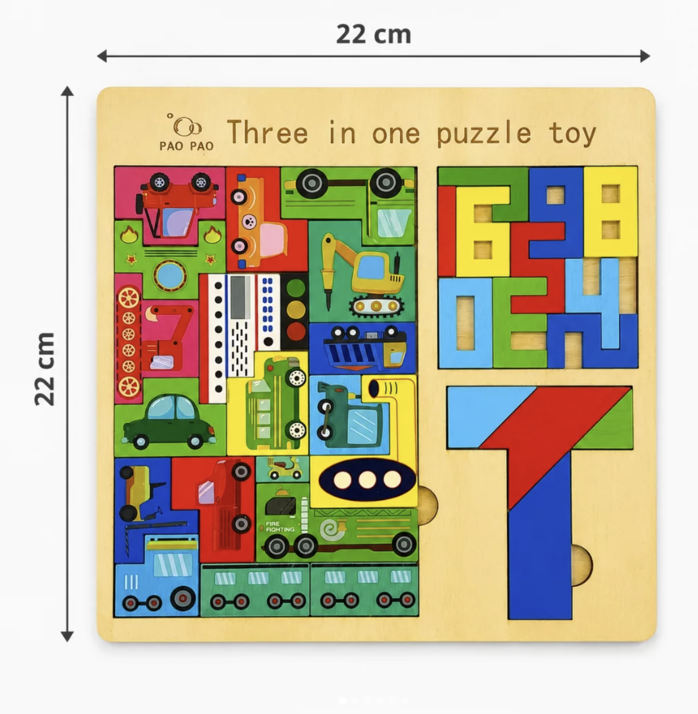 3-in-1 Wooden Educational Geometric Puzzle Toy for Kids