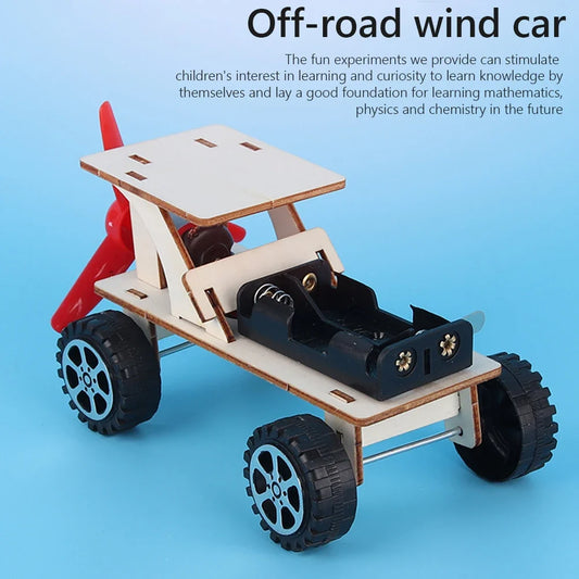 DIY Wooden Wind Off-Road Vehicle Motorized STEM Science Kit