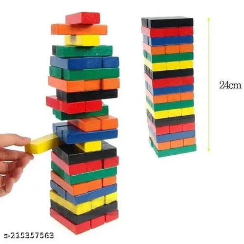 Classic 54-Piece Wooden Stacking Tower Block Game for Kids & Family