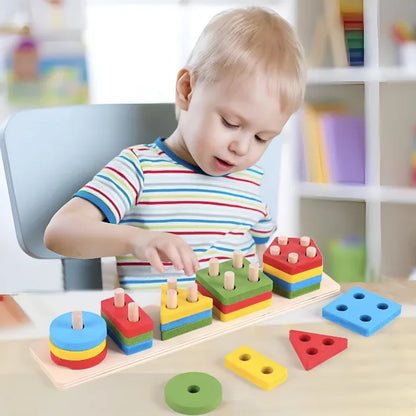 Wooden Geometric Sorter Shape & Color Matching Toy