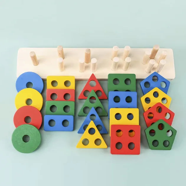 Wooden Geometric Sorter Shape & Color Matching Toy