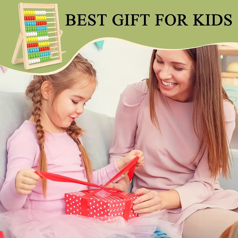 Classic Wooden 10-Row Calculation Abacus Toy for Kids