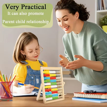Classic Wooden 10-Row Calculation Abacus Toy for Kids