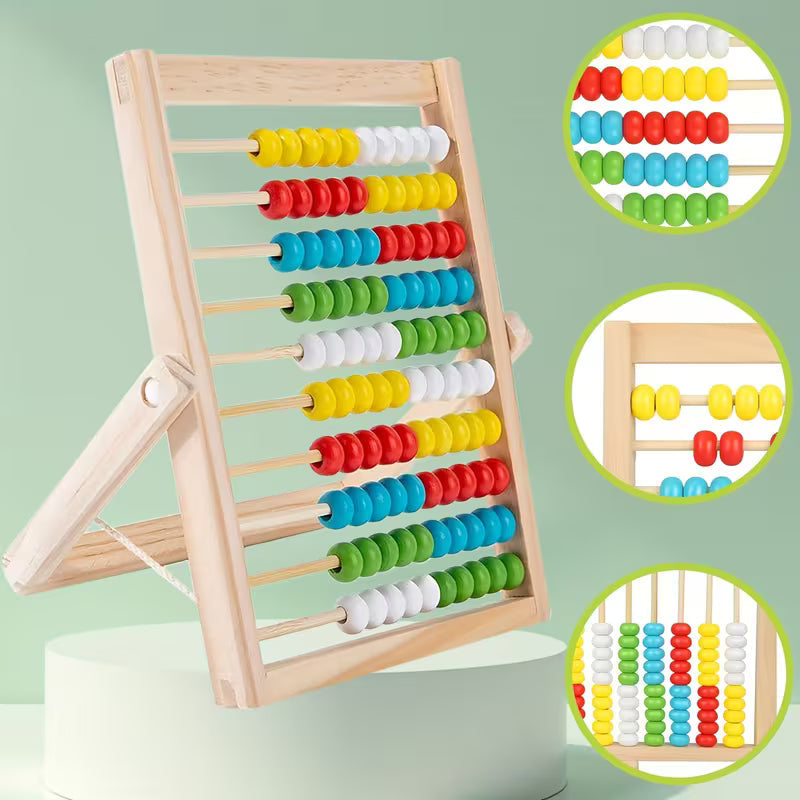 Classic Wooden 10-Row Calculation Abacus Toy for Kids