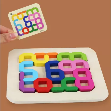 Numerals Blocks Face-to-Face Game - Wooden Math Puzzle for Kids