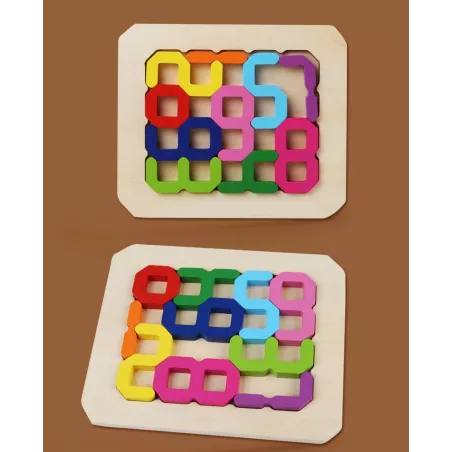 Numerals Blocks Face-to-Face Game - Wooden Math Puzzle for Kids