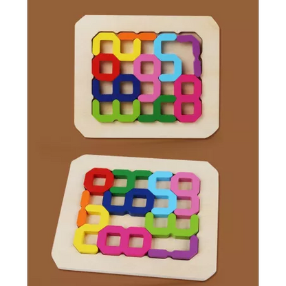 Numerals Blocks Face-to-Face Game - Wooden Math Puzzle for Kids