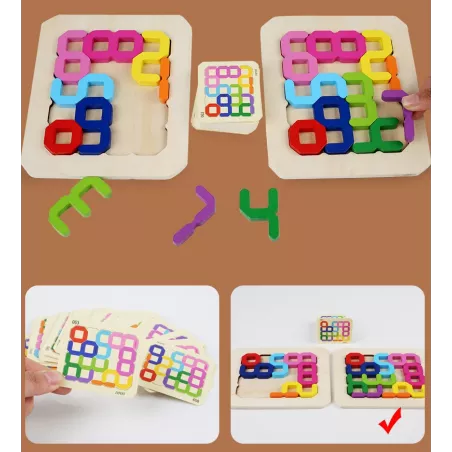 Numerals Blocks Face-to-Face Game - Wooden Math Puzzle for Kids