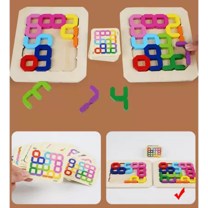 Numerals Blocks Face-to-Face Game - Wooden Math Puzzle for Kids