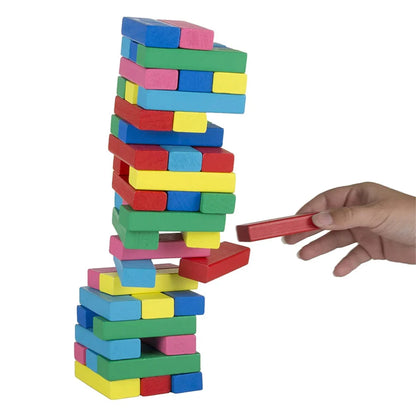 Classic 54-Piece Wooden Stacking Tower Block Game for Kids & Family