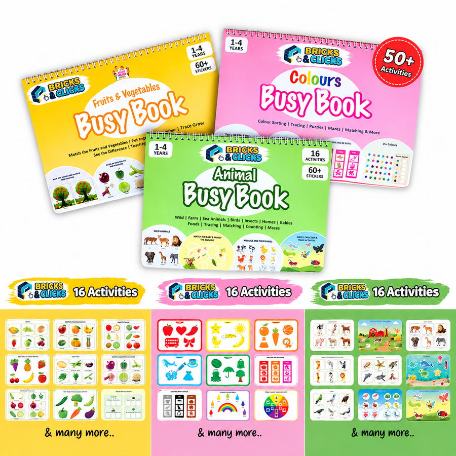 First Concept Learning Kit : 3-in-1 Montessori Busy Book Combo (Ages 1–4)