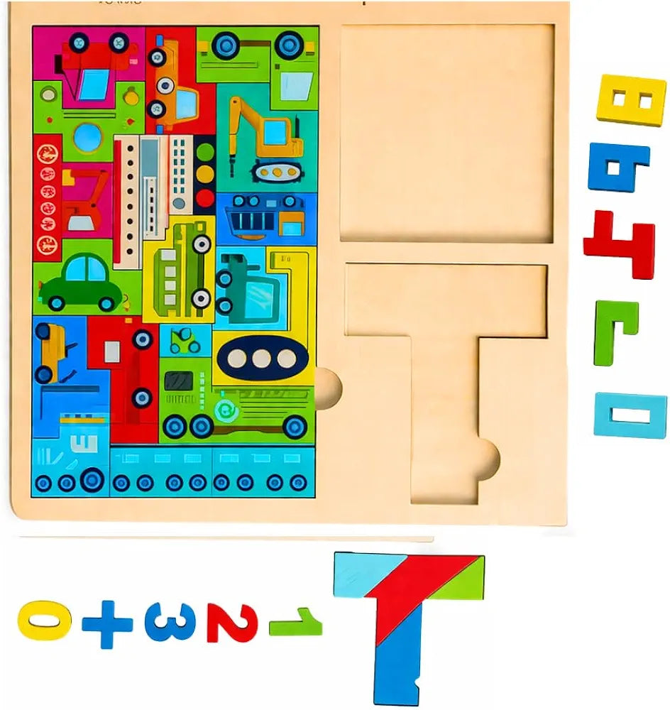 3-in-1 Wooden Educational Geometric Puzzle Toy for Kids