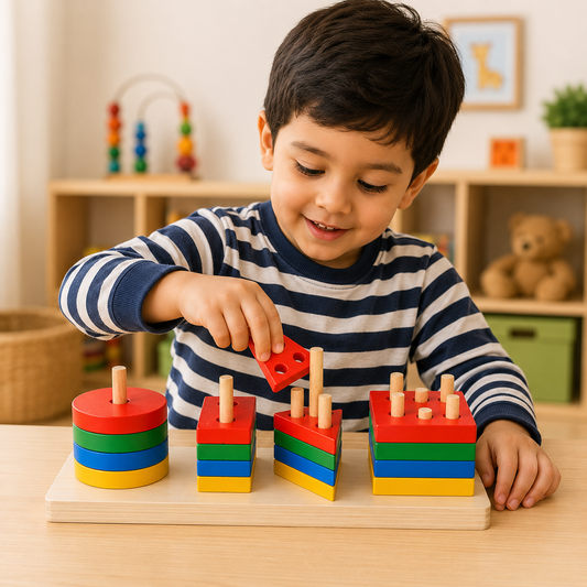 Wooden Geometric Sorter Shape & Color Matching Toy